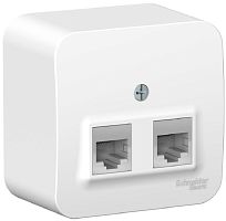 Розетка телефон+компьютер накладная Systeme Electric Blanca 2-м. RJ11+RJ45 5е белый картинка